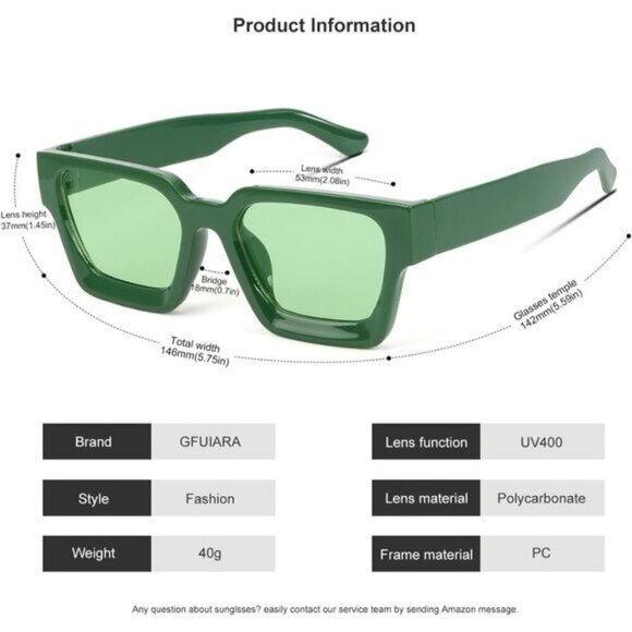 ⚡Men Green Fashion Thick Trendy Square Shades Rectangle Designer SunGlasses - Picture 6 of 7